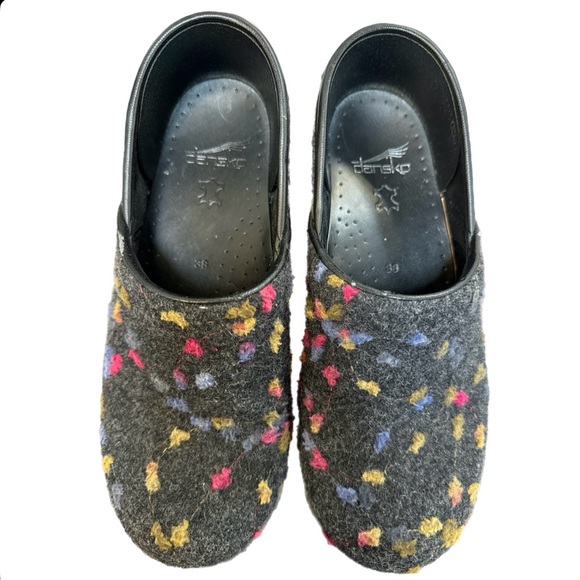 Dansko Wool Pro Grey n Multi Color Accents Nursing Clogs Shoes EUR 38 US 7.5-8 - Picture 9 of 9